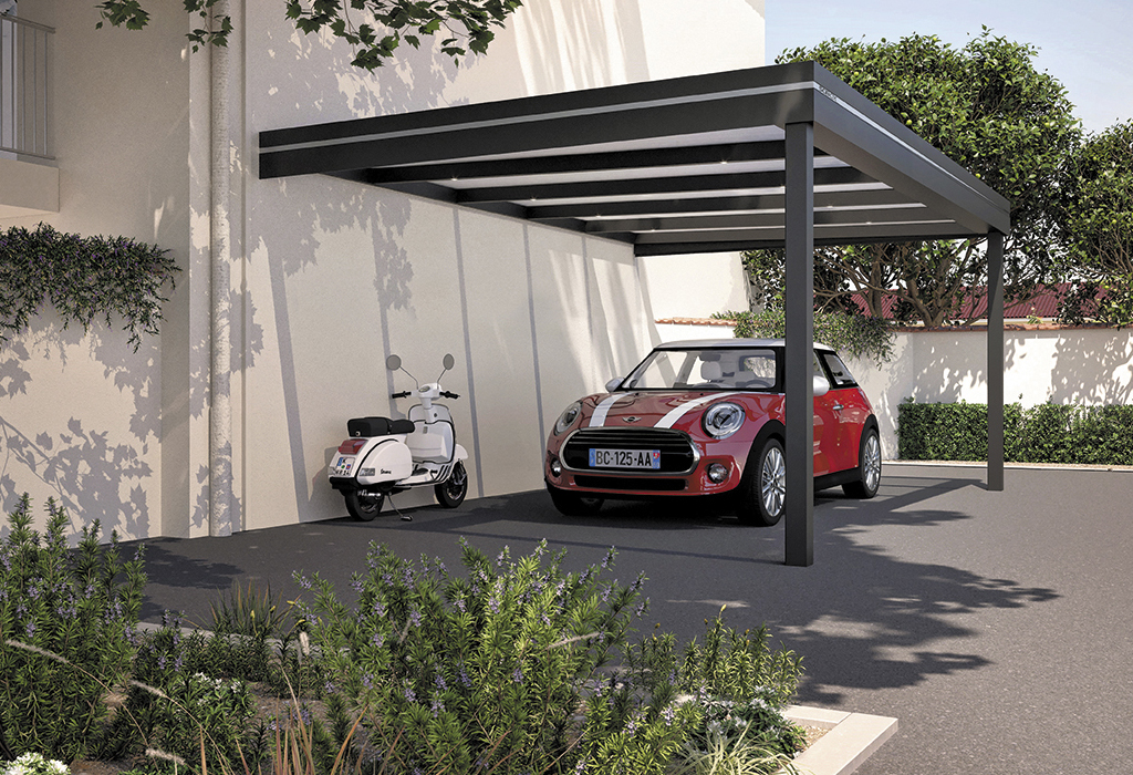 Carport, abris voiture attenant Optimbox Outdoor Design Alsace