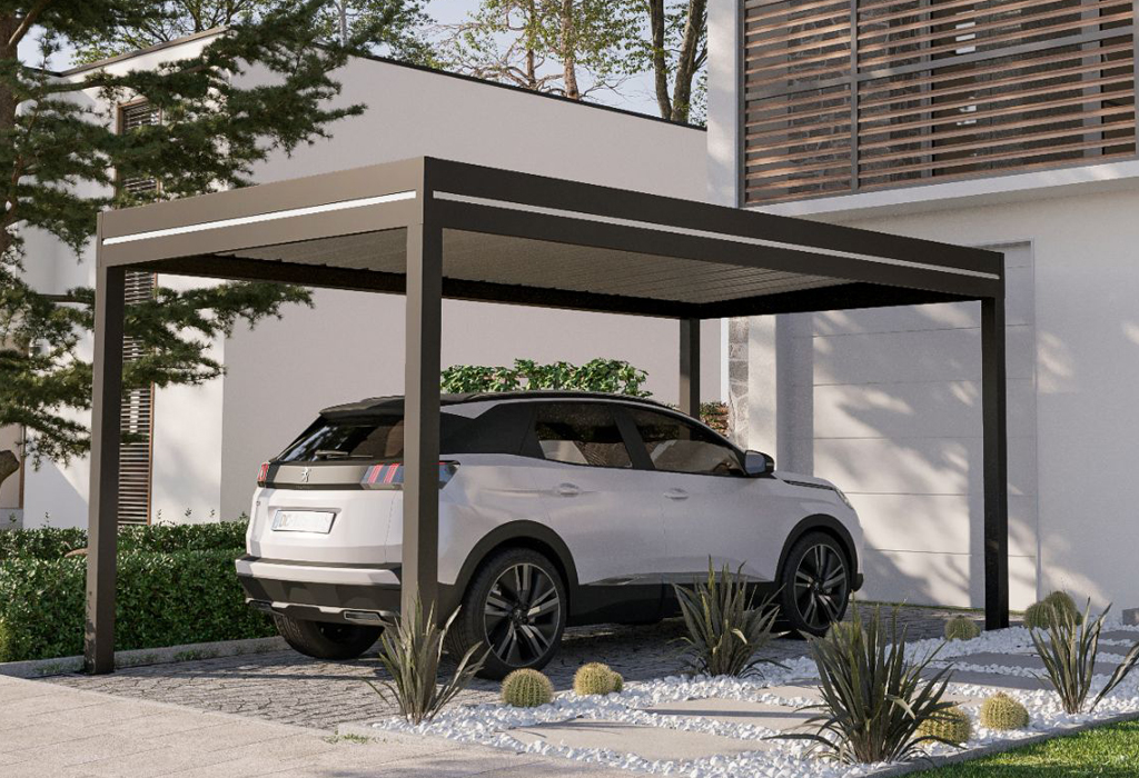 Carport, abris voiture indépendant Optimbox Outdoor Design Alsace